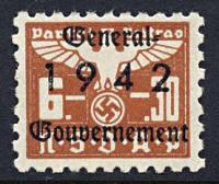 Nazi Party Dues 1942 "Generalgouvernment" Stamp 6 + .30 Marks